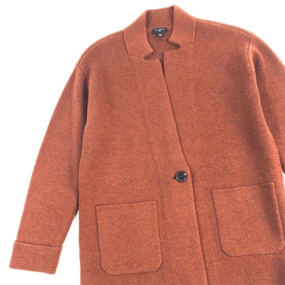 Talbots Single Button Wool Blend Rust Cardigan - image 1